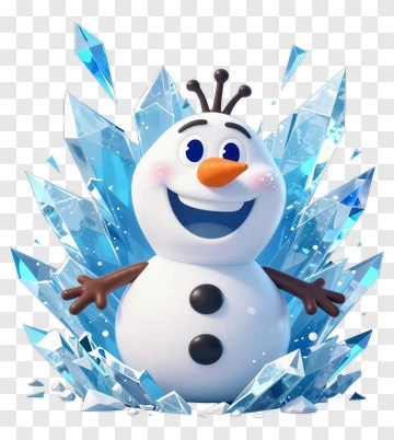 Cartoon Snowman With Ice Crystals PNG