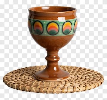 Ceramic Goblet On A Woven Platter PNG