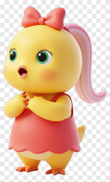 Cartoon Chick Character With Pink Bow PNG