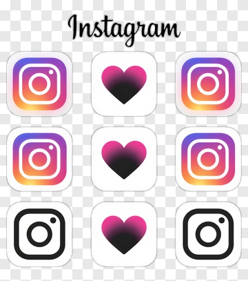 Instagram Icons With Hearts PNG