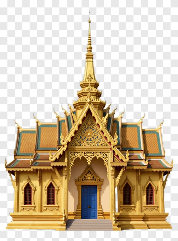 Traditional Thai Temple With Intricate Architecture PNG