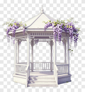 White Gazebo With Purple Wisteria PNG