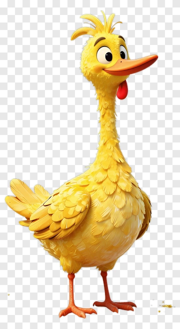 Cartoon Yellow Bird Standing Cheerfully PNG