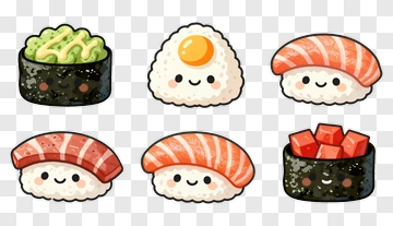 Cartoon Sushi Collection PNG
