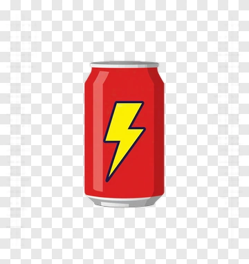 Red Soda Can With Lightning Bolt Design PNG