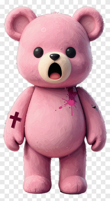 Cartoon Pink Bear With A Surprised Expression PNG