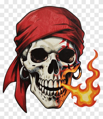 Pirate Skull With Flame PNG