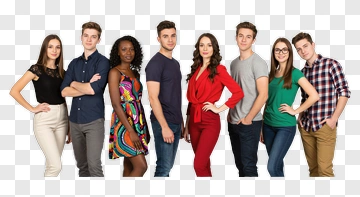 Group Of Young Adults In Casual Attire PNG