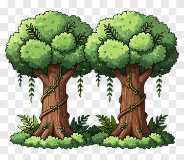 Colorful Cartoon Trees PNG