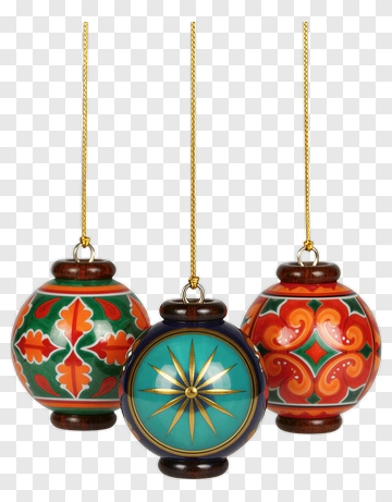 Decorative Hanging Ornaments With Colorful Patterns PNG