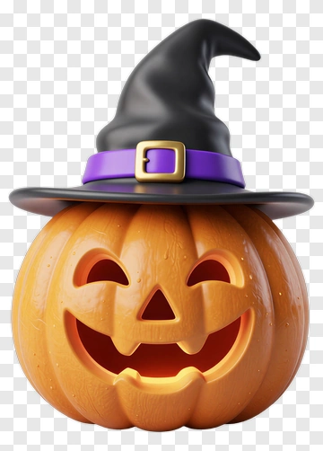 Halloween Pumpkin With Witch Hat PNG