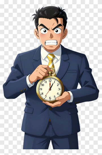 Angry Businessman Holding A Stopwatch PNG