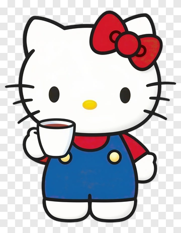 Hello Kitty Holding A Cup PNG