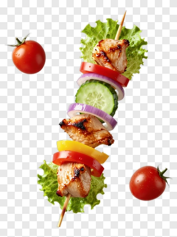 Grilled Chicken Skewers With Vegetables And Tomatoes PNG