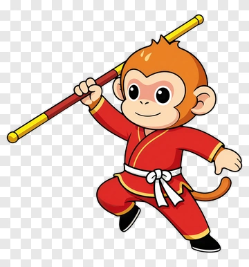 Cartoon Monkey Performing Martial Arts PNG