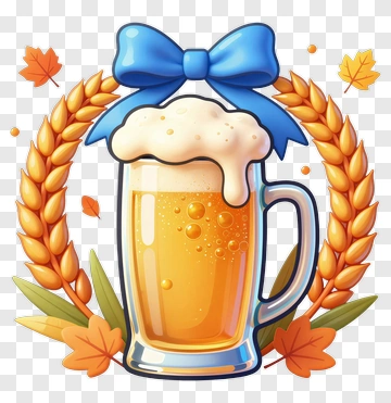 Beer Mug With Autumn Leaves And Bow PNG