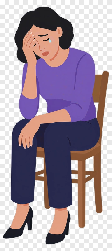 Sad Woman Sitting On A Chair PNG