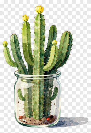 Cactus In A Glass Jar PNG
