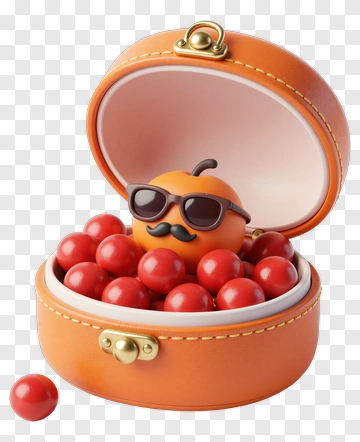 Cartoon Orange Character In A Candy Box PNG