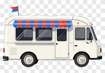 Ice Cream Truck With Colorful Canopy PNG