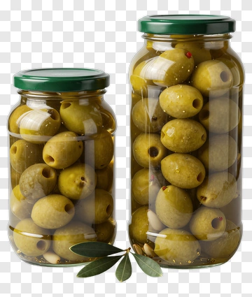 Jars Of Green Olives PNG