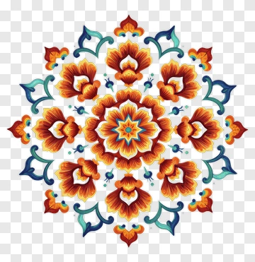 Colorful Floral Mandala Design PNG