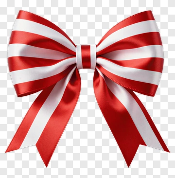 Red And White Striped Ribbon Bow PNG