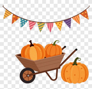 Pumpkin Wheelbarrow With Bunting PNG