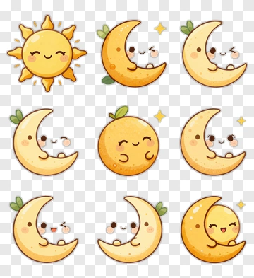 Cute Sun And Moon Characters PNG