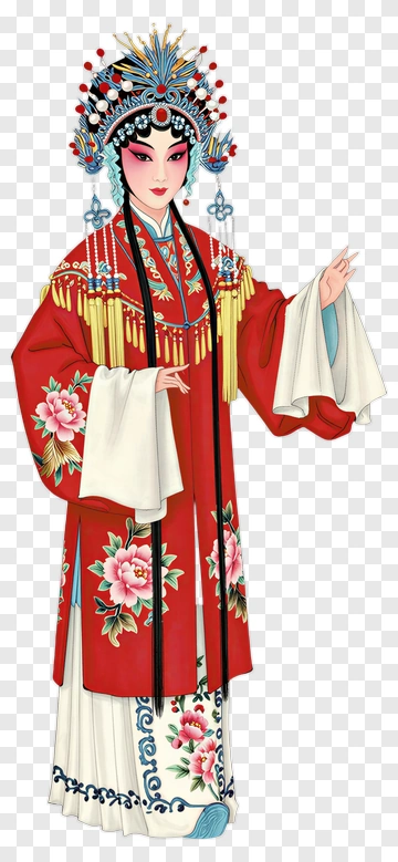 Traditional Chinese Opera Performer In Red Costume PNG