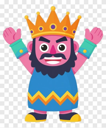 Cartoon King Raising Arms PNG