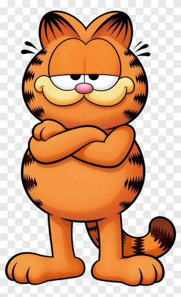 Garfield The Cartoon Cat With Arms Crossed PNG