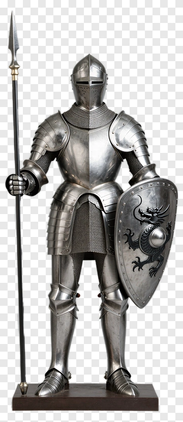 Medieval Knight In Armor Holding A Spear And Shield PNG