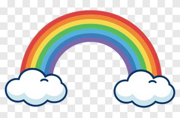 Colorful Rainbow With Clouds PNG