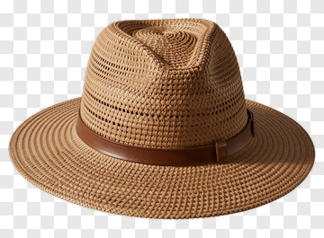 Woven Straw Hat With Brown Band PNG