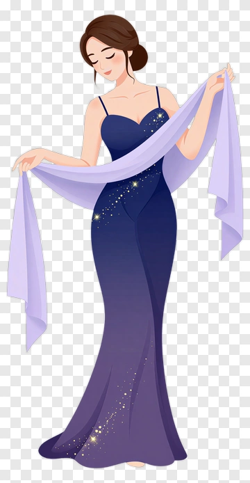 Elegant Woman In A Purple Evening Dress PNG