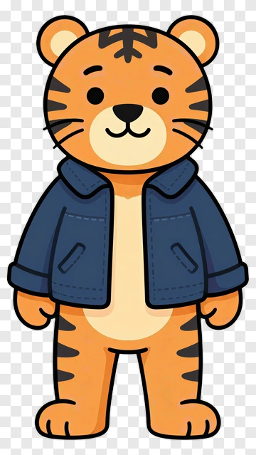 Cartoon Tiger Character Wearing A Jacket PNG