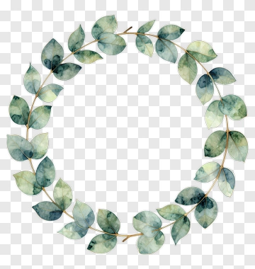 Watercolor Leaf Wreath PNG
