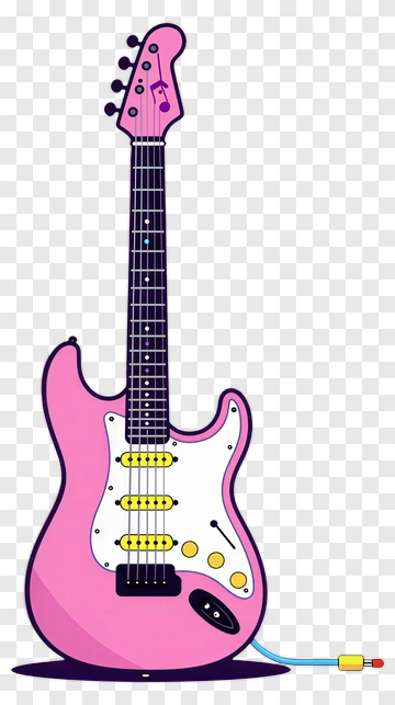 Cartoon Pink Electric Guitar PNG