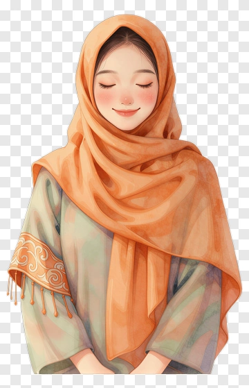 Smiling Woman In Orange Hijab PNG
