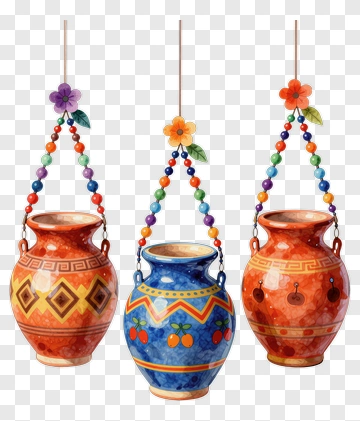 Colorful Hanging Decorative Pots PNG