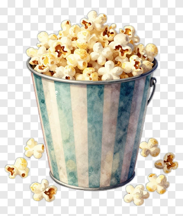Popcorn Bucket With Spilled Popcorn PNG