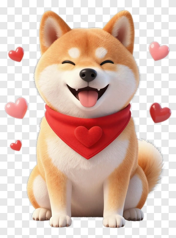 Happy Shiba Inu With Hearts PNG