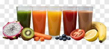 Colorful Fruit Smoothies With Fresh Ingredients PNG