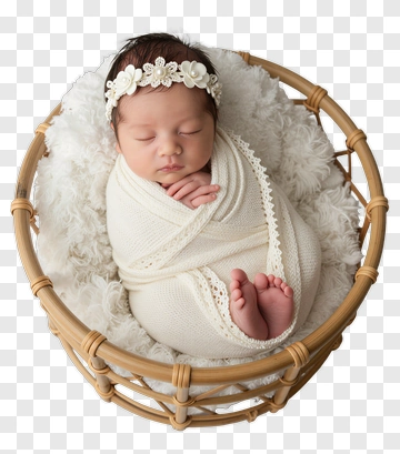 Sleeping Baby Wrapped In White Blanket PNG