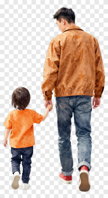 Father And Child Walking Together PNG