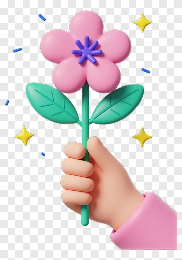 Hand Holding A Pink Flower PNG