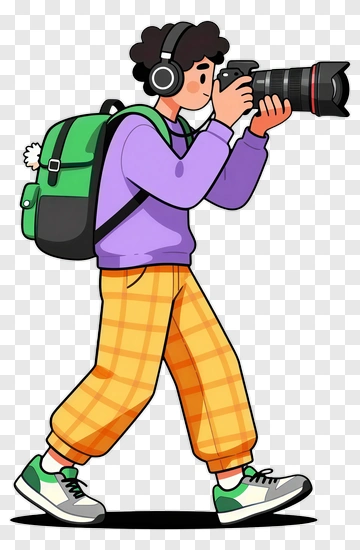 Cartoon Photographer Taking A Picture PNG