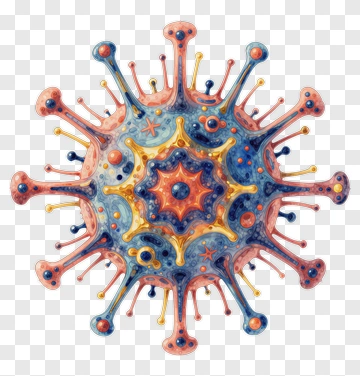 Colorful Virus Illustration PNG
