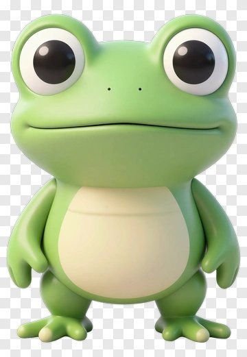 3D Cartoon Frog Character PNG